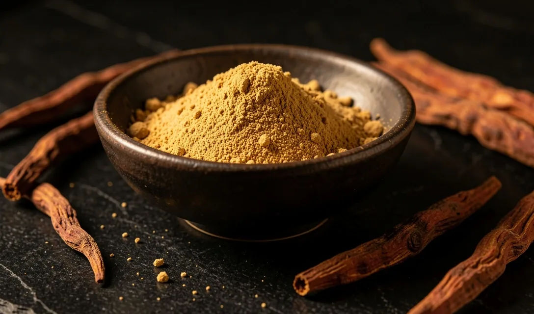 Maca root powder in bowl