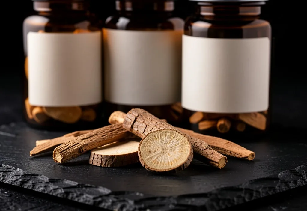 Premium botanical ingredients on dark surface